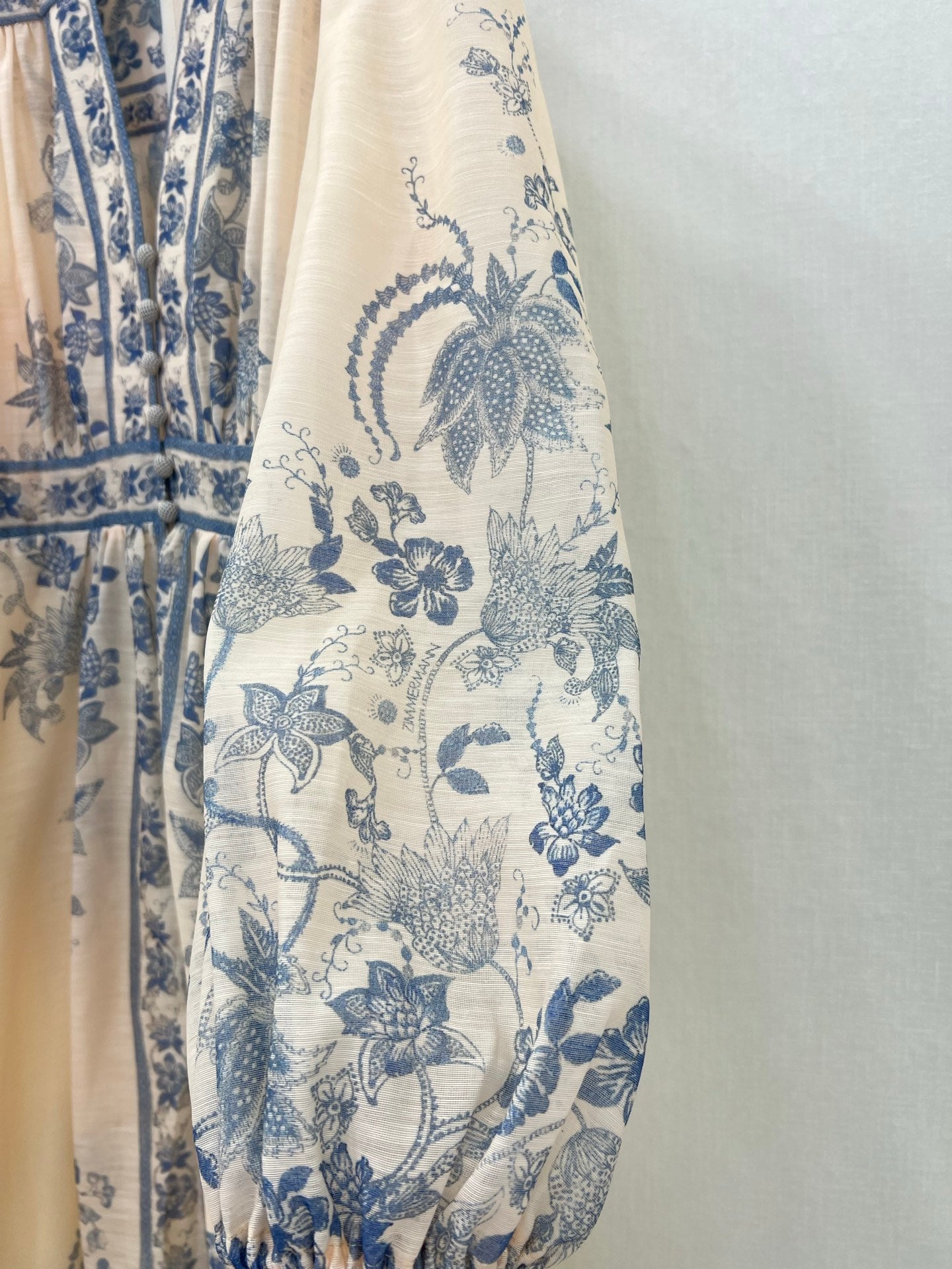 Zimmermann Floral Embroidered Maxi Dress with Animal Motif Hem