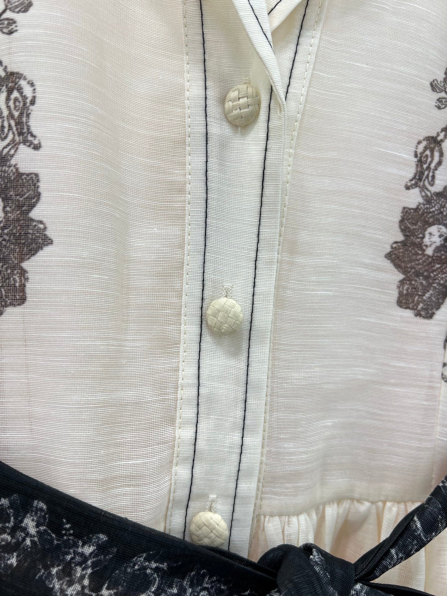 Zimmermann Early Spring Long Shirt Dress with Ink Floral Embroidery