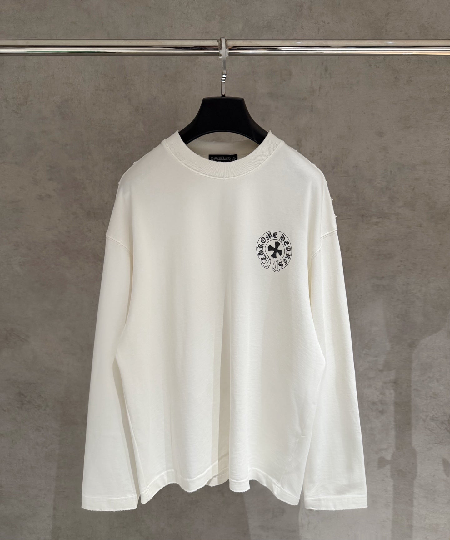Chrome Hearts Long Sleeve T-Shirt White – Gothic Logo & Cross Print