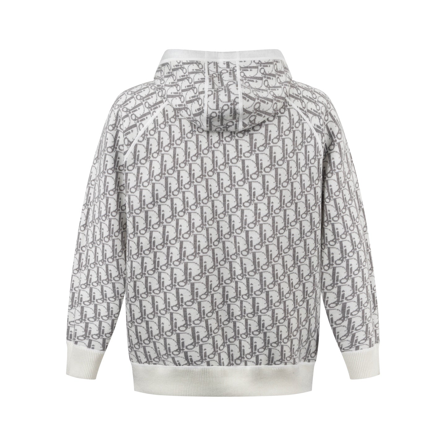 Dior Reversible Cashmere Zip-Up Hoodie – White/Grey Oblique