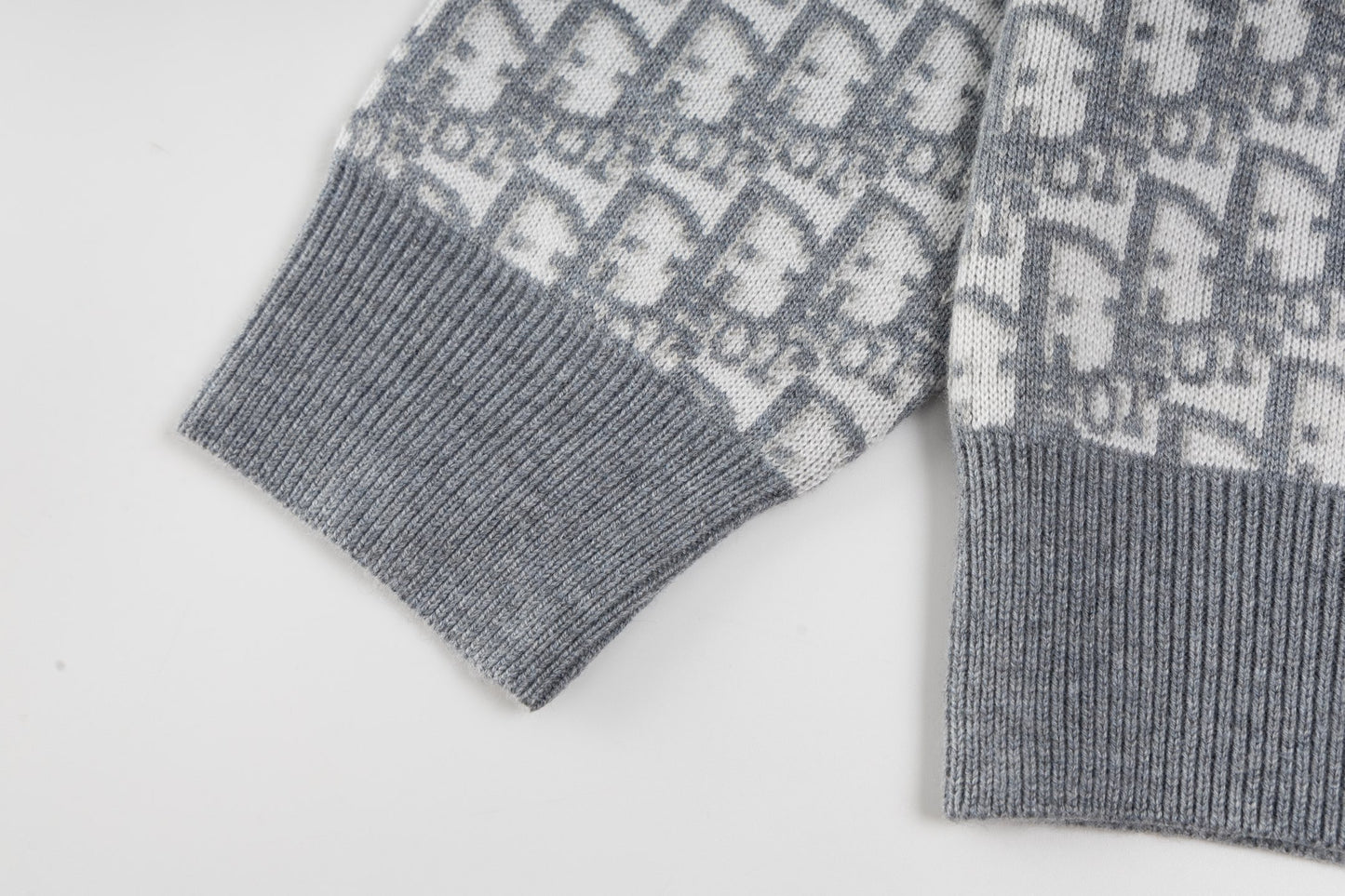 Christian Dior Reversible Jacquard Cashmere Knit Hooded Jacket in Grey