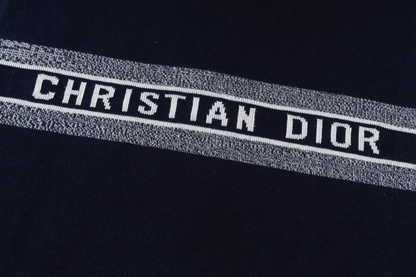 Christian Dior Reversible Jacquard Cashmere Knit Hoodie Jacket - Navy Blue