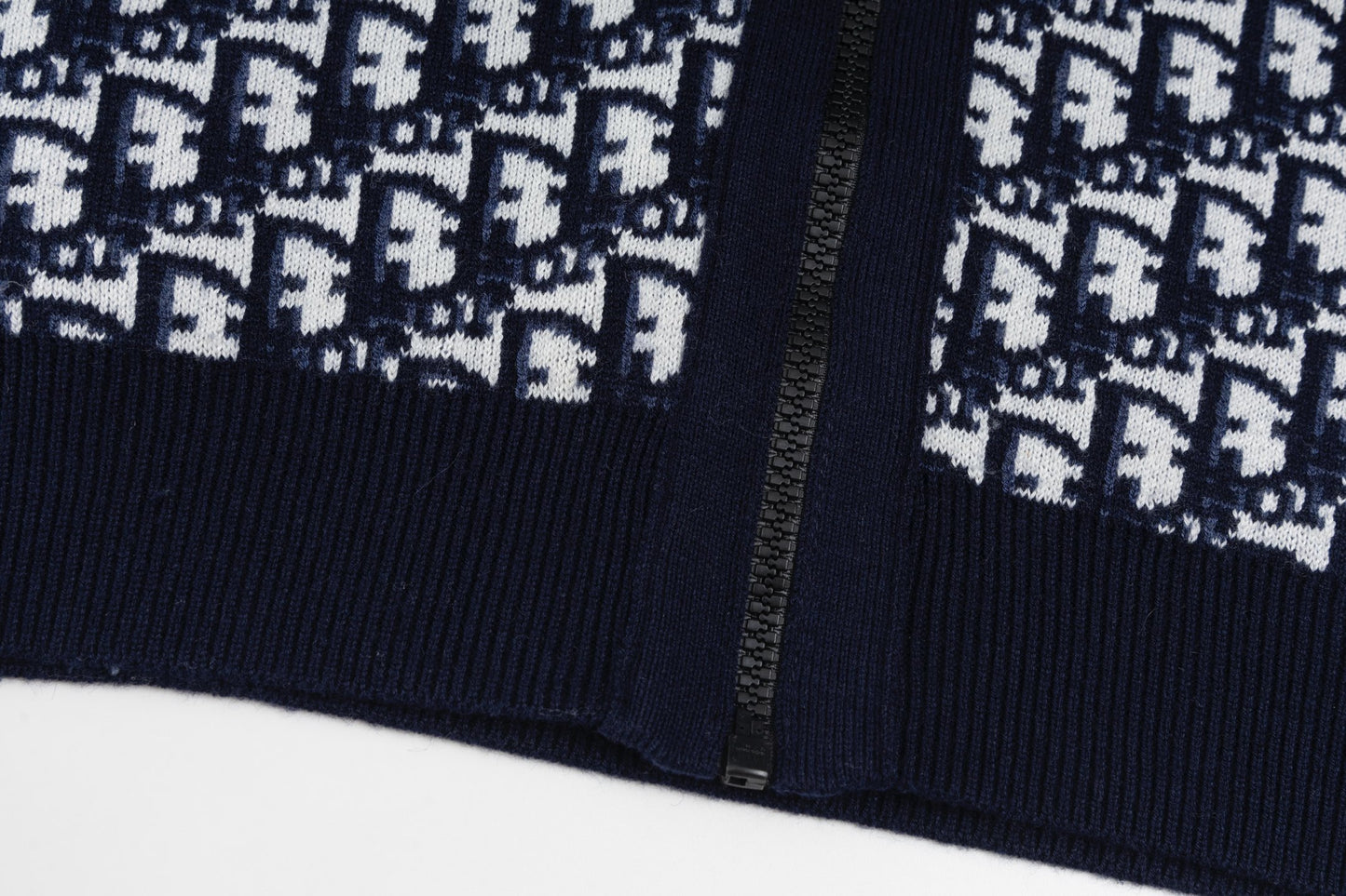 Christian Dior Reversible Jacquard Cashmere Knit Hoodie Jacket - Navy Blue