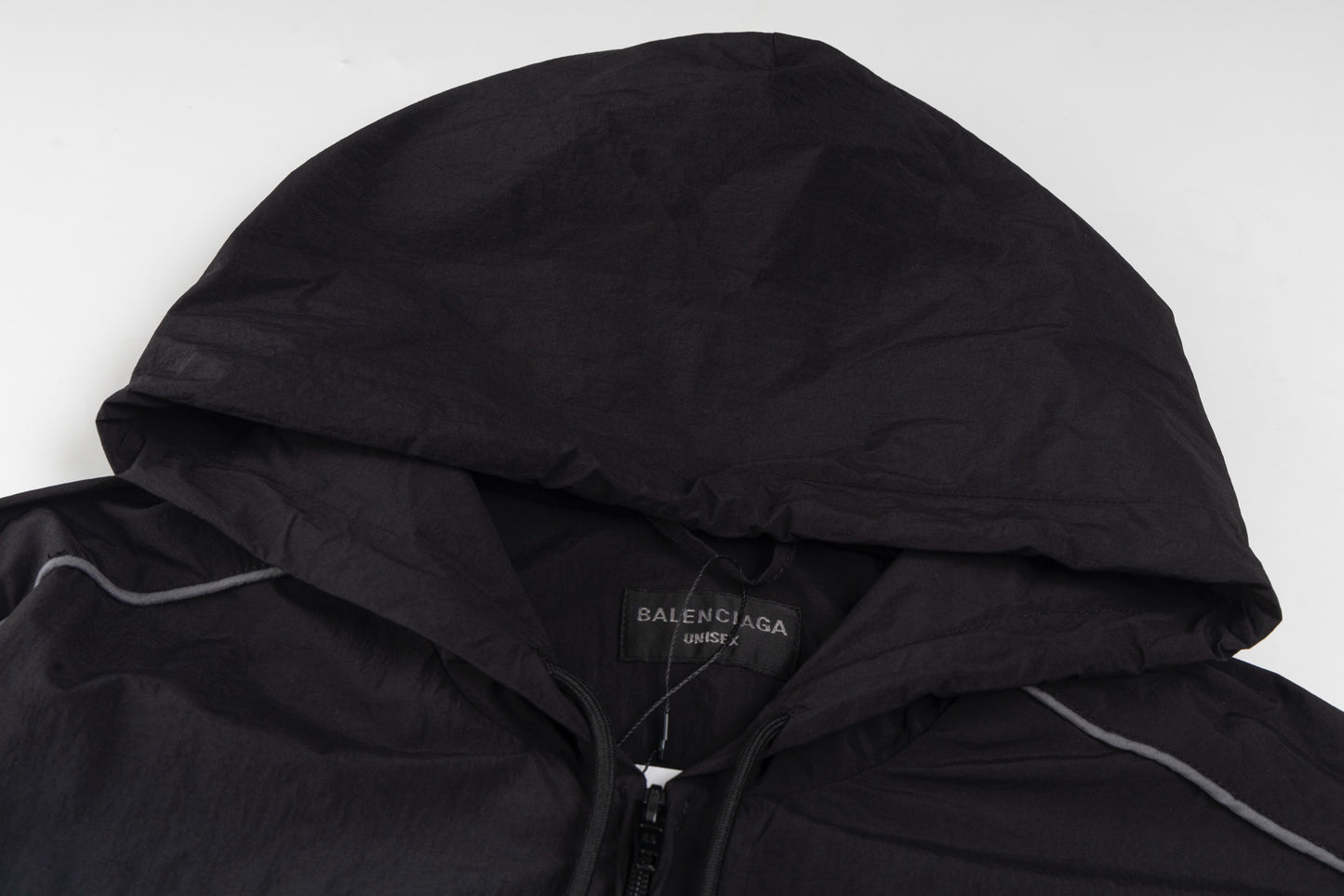 Balenciaga Black Hooded Sports Jacket Lightweight Windbreaker