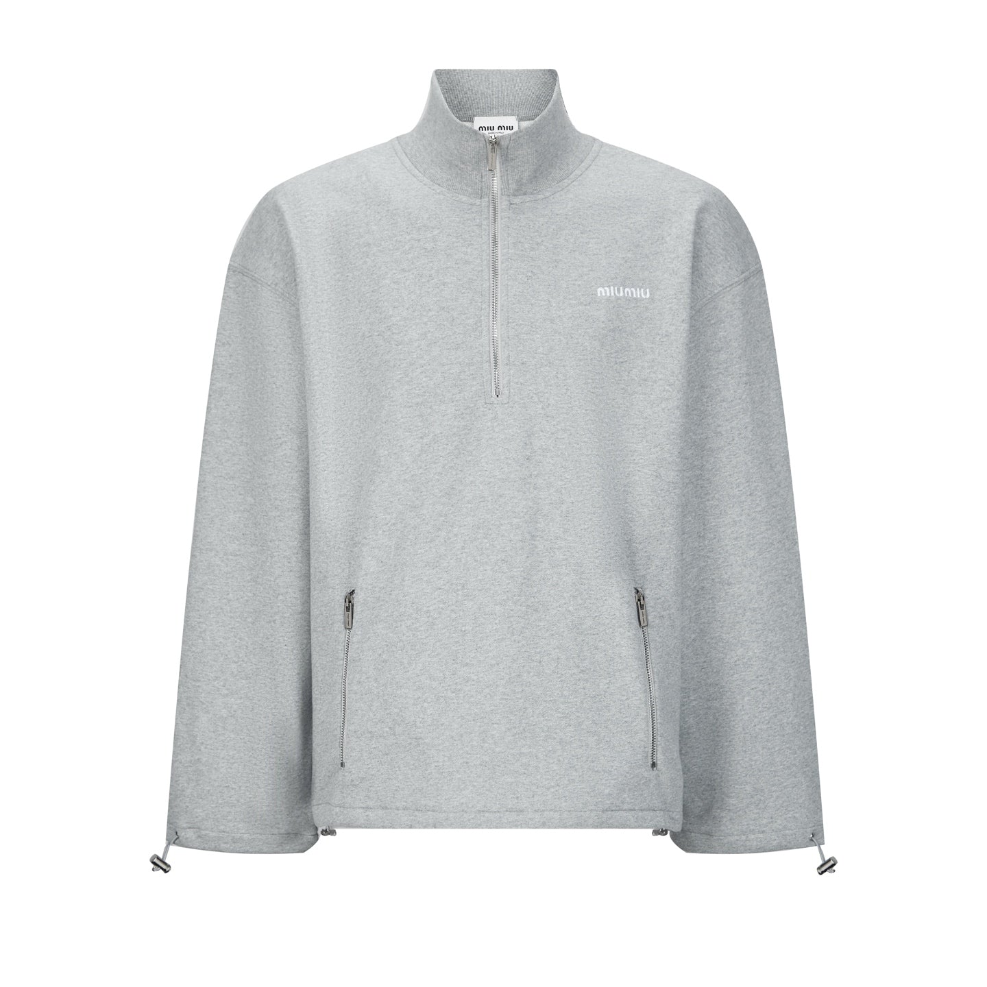 Miu Miu Logo Half-Zip Sweatshirt – Grey