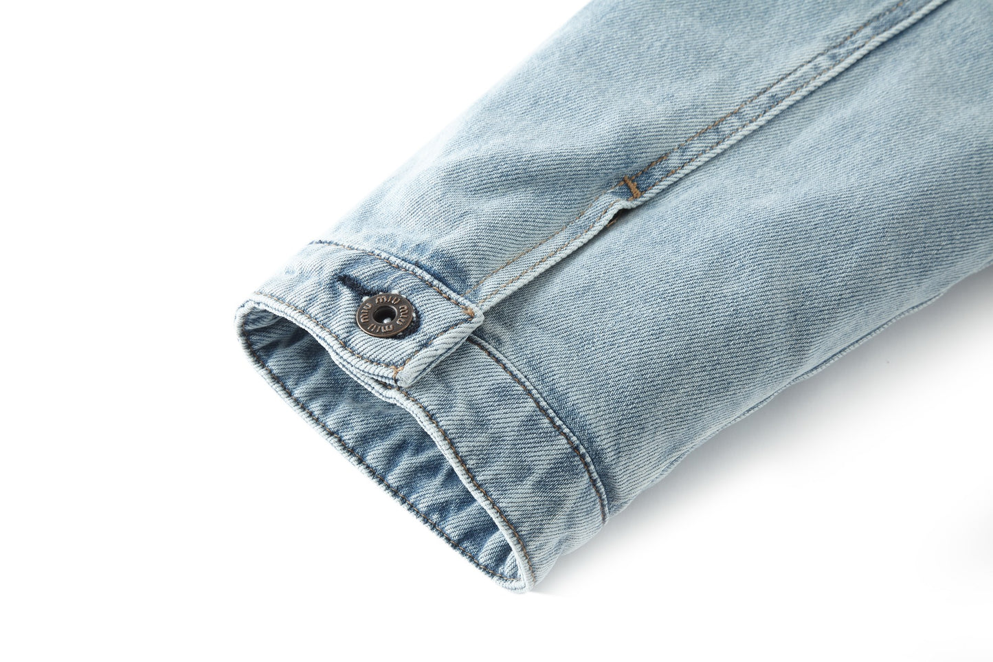 Miu Miu Denim Jacket with Corduroy Collar and Embroidered Pocket