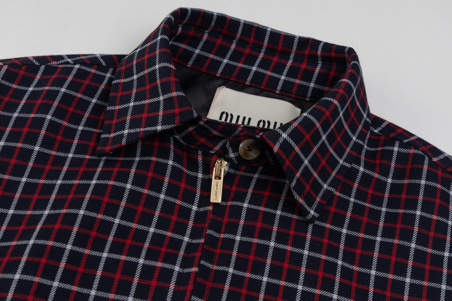 Miu Miu 24FW Red Plaid Wool Jacket