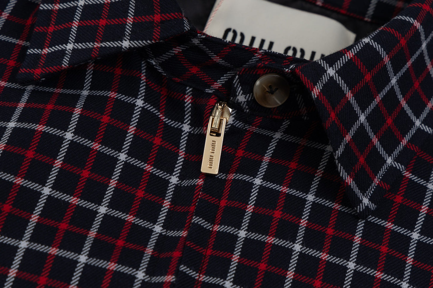 Miu Miu 24FW Red Plaid Wool Jacket