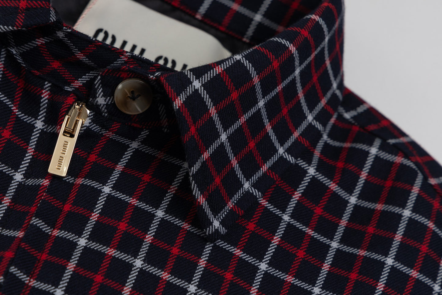 Miu Miu 24FW Red Plaid Wool Jacket