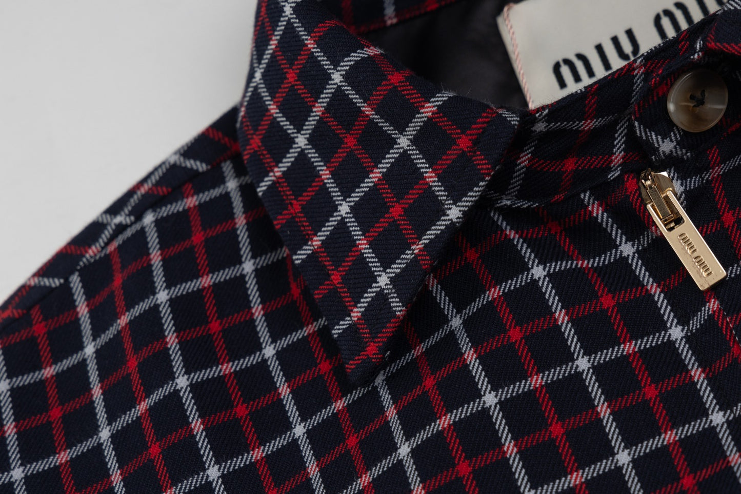 Miu Miu 24FW Red Plaid Wool Jacket