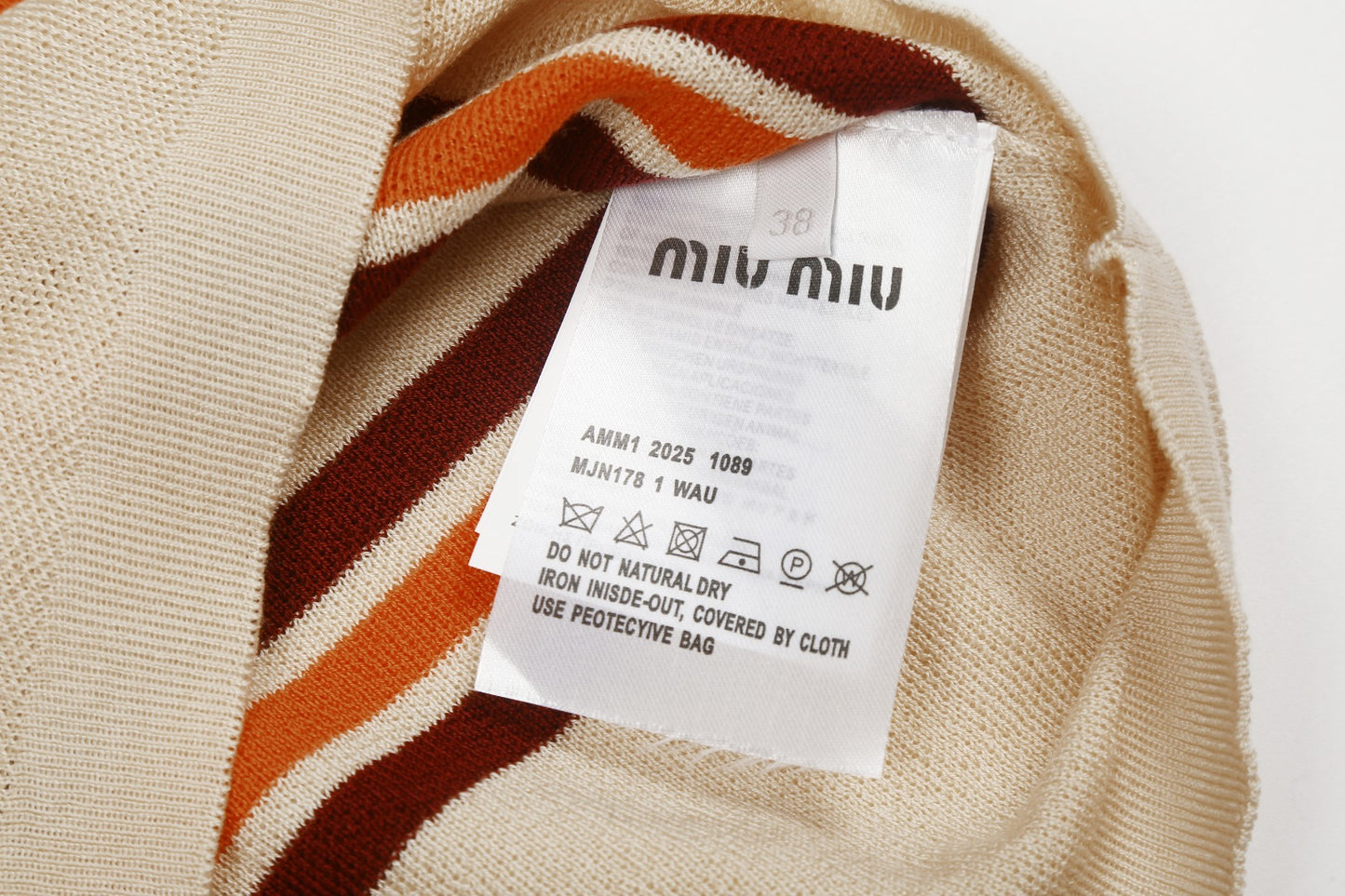 Miu Miu 2025SS Striped Tencel Knit Polo Shirt – Short Sleeve Collared Tee