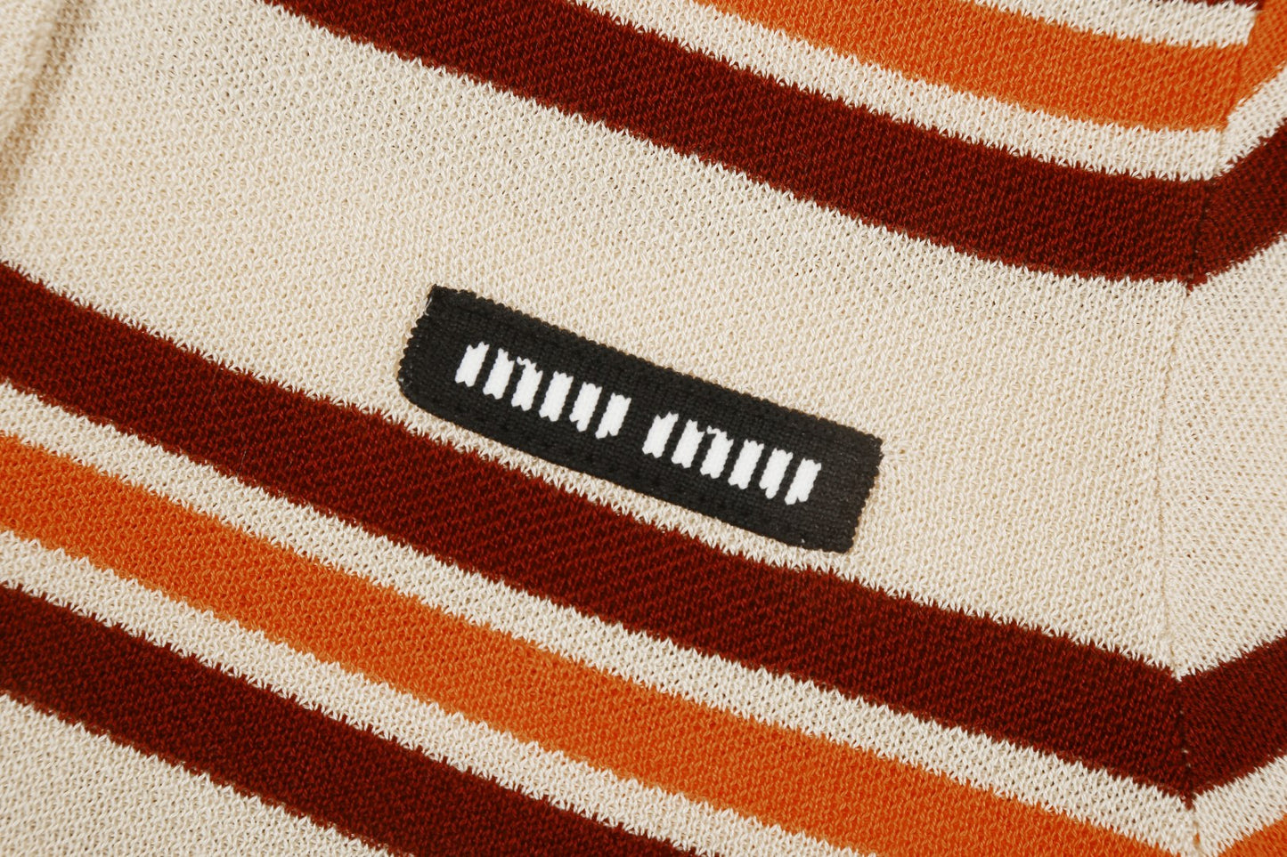 Miu Miu 2025SS Striped Tencel Knit Polo Shirt – Short Sleeve Collared Tee