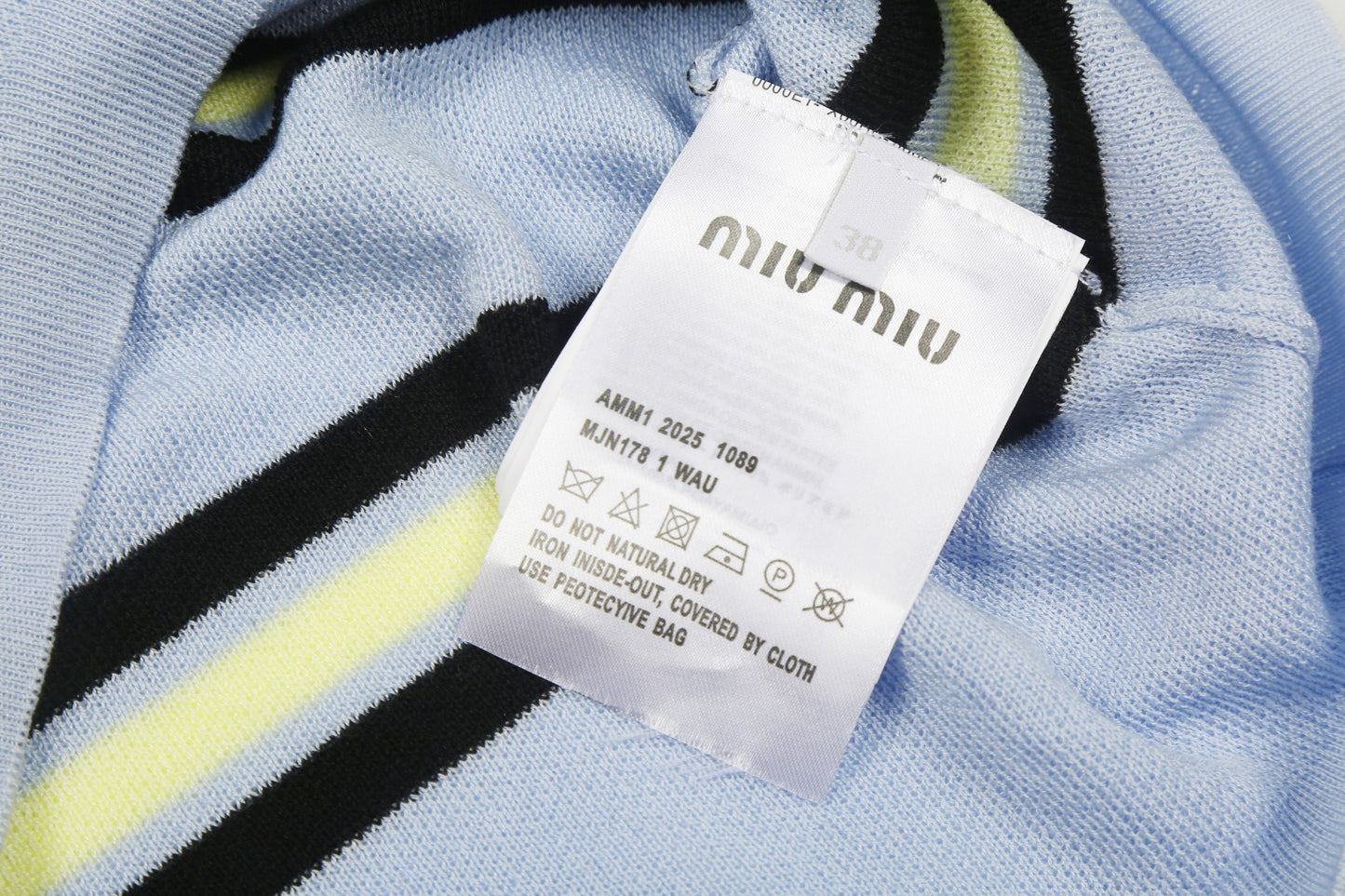 Miu Miu 2025SS Striped Tencel Knit Polo Shirt