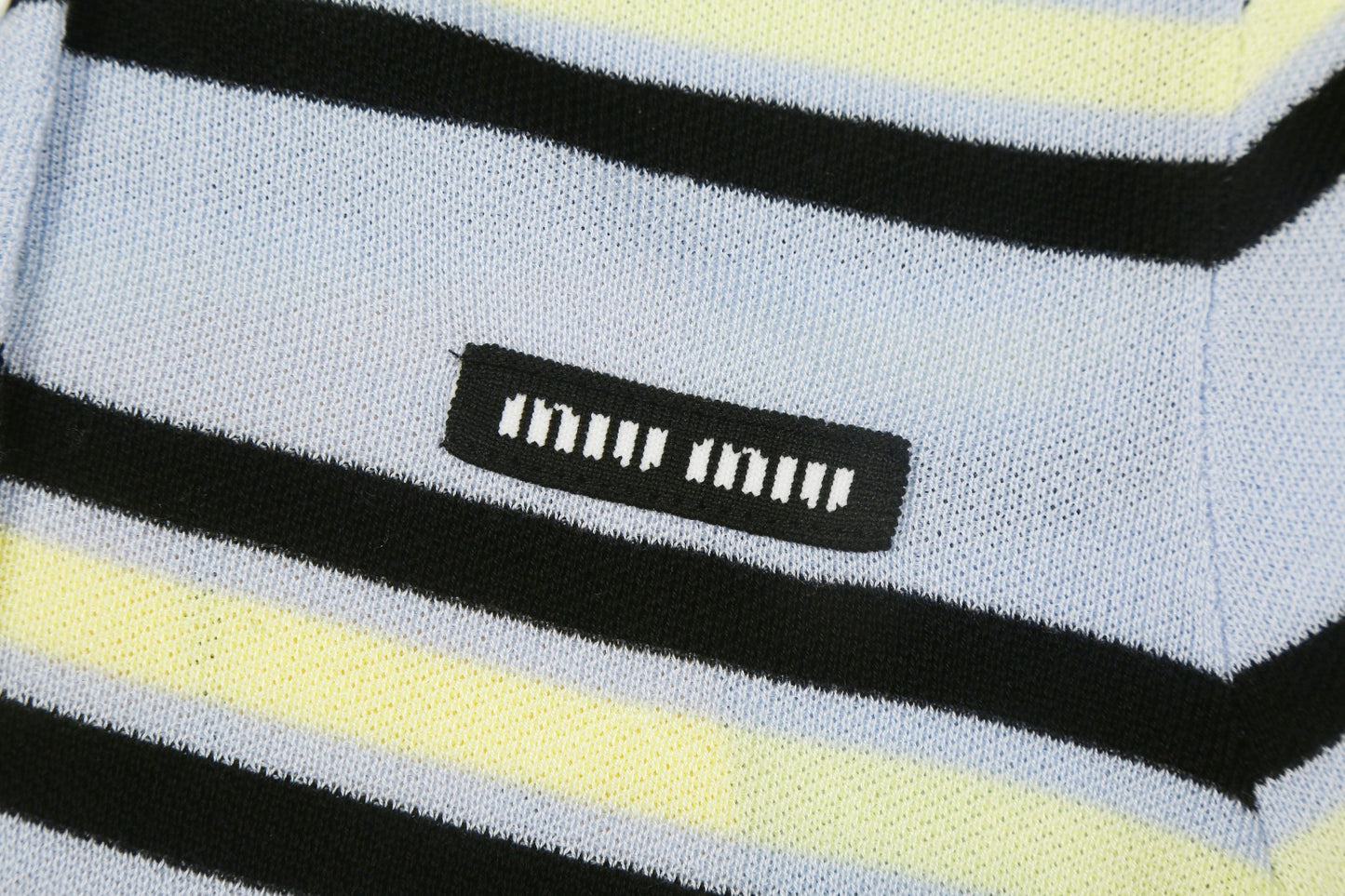 Miu Miu 2025SS Striped Tencel Knit Polo Shirt