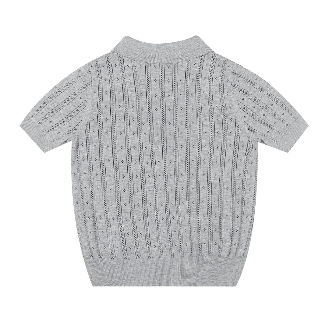Miu Miu 2025SS Grey Knit Polo Shirt