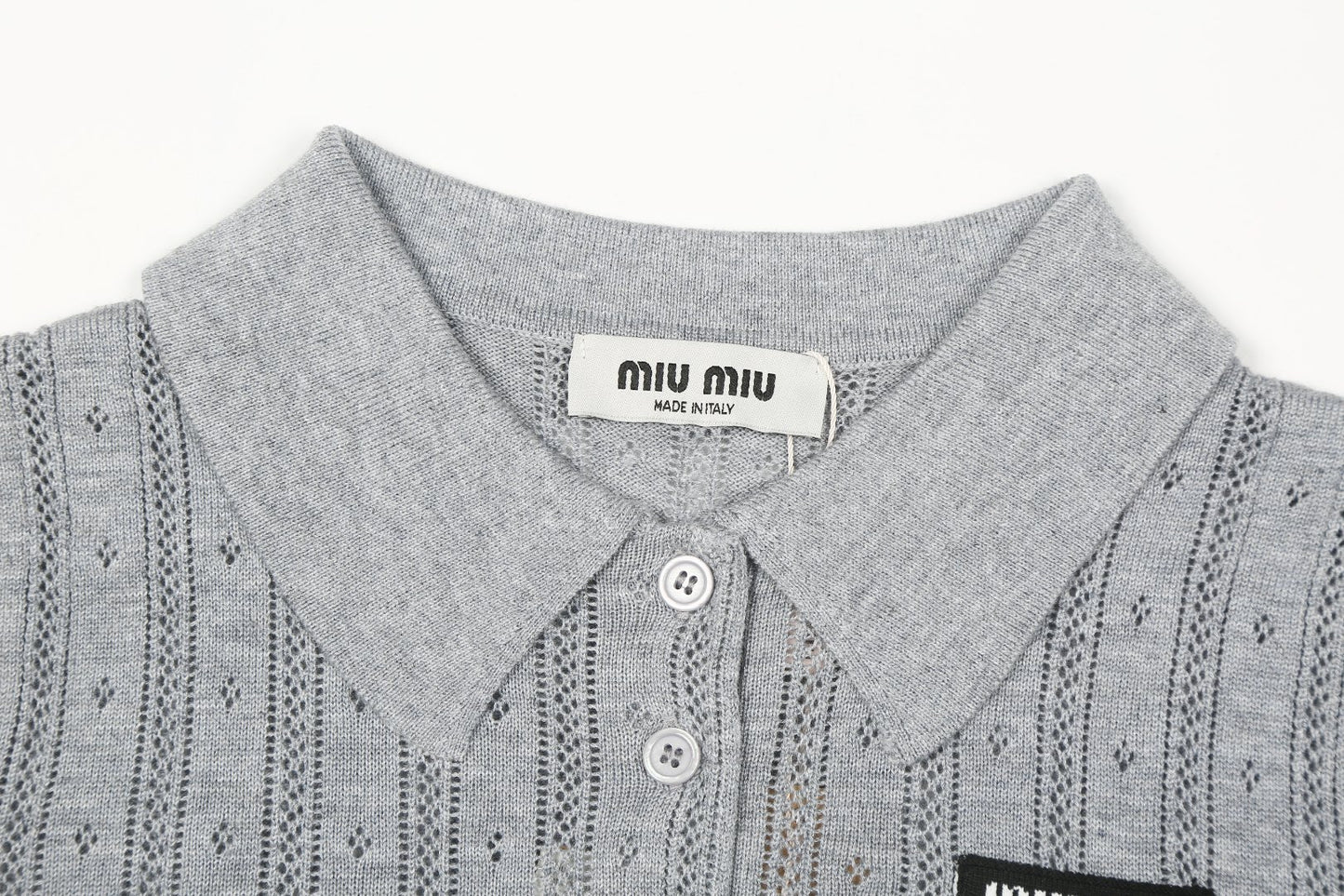 Miu Miu 2025SS Grey Knit Polo Shirt