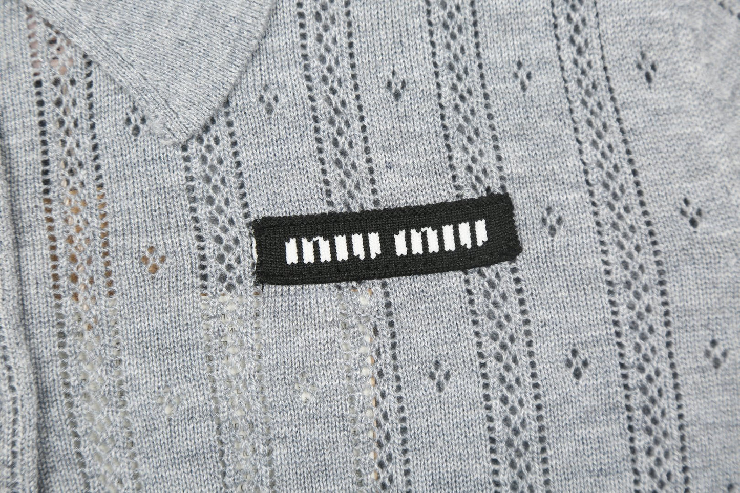Miu Miu 2025SS Grey Knit Polo Shirt