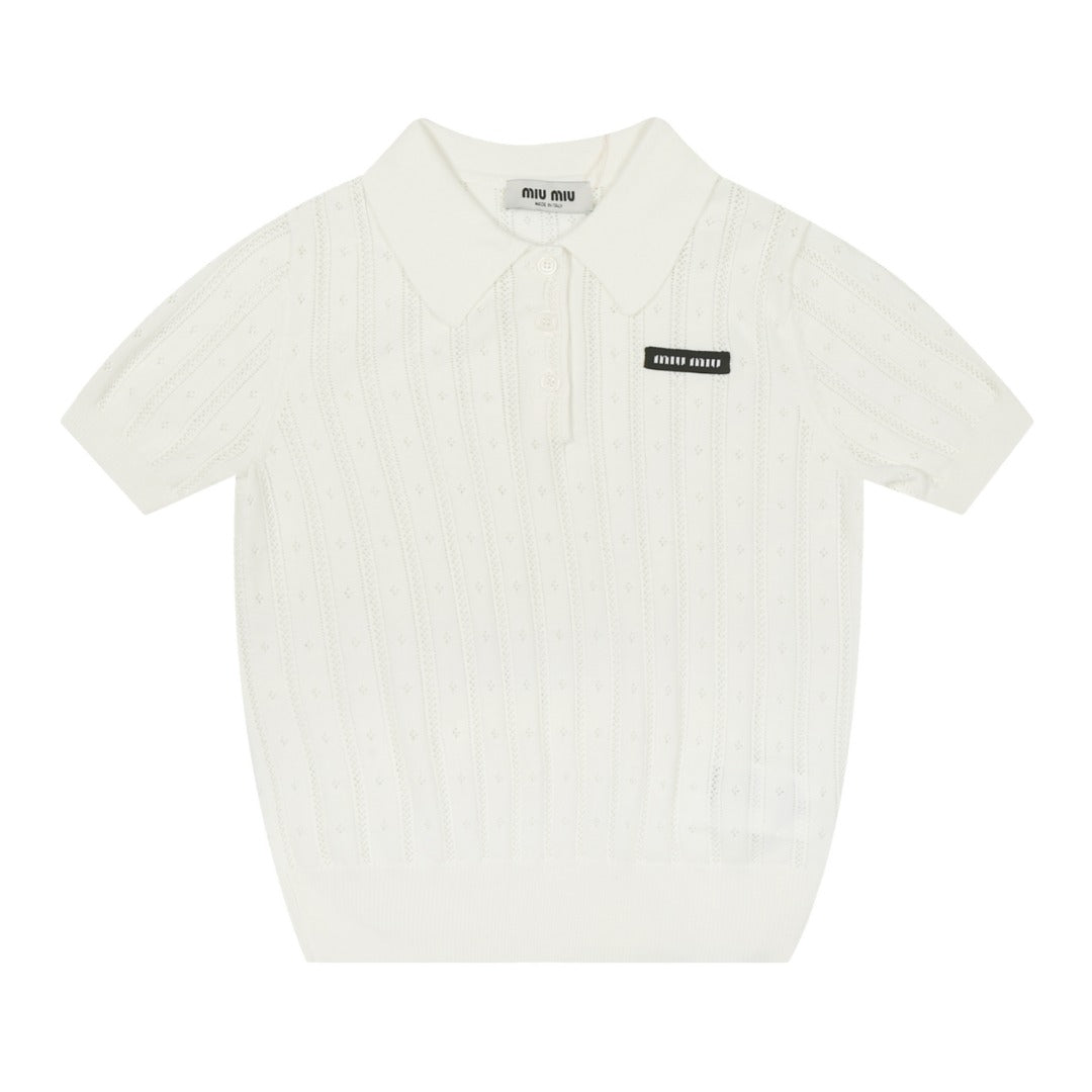 Miu Miu 2025SS White Knit Polo Shirt