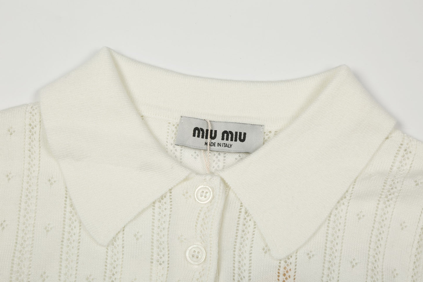 Miu Miu 2025SS White Knit Polo Shirt