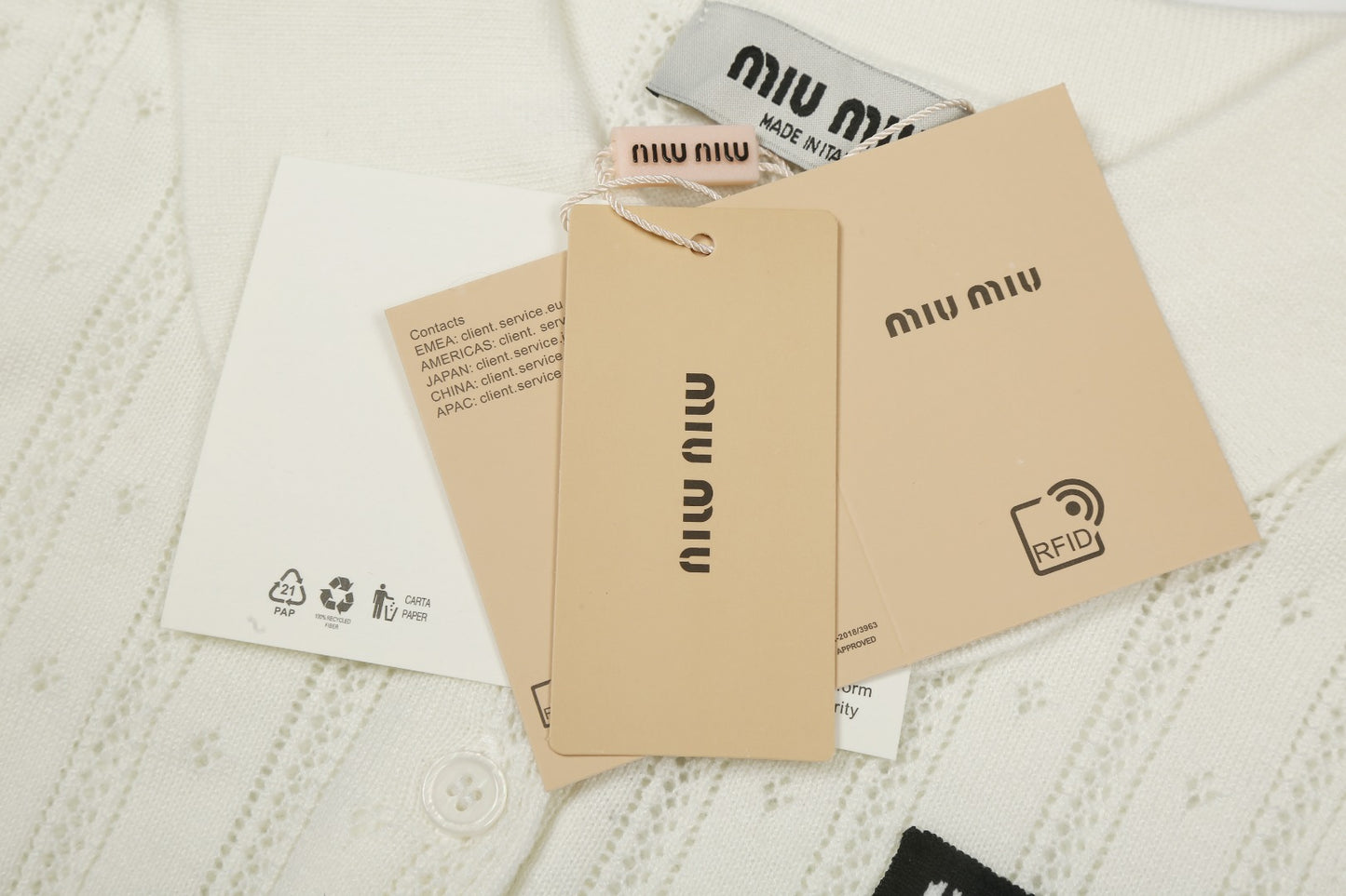 Miu Miu 2025SS White Knit Polo Shirt