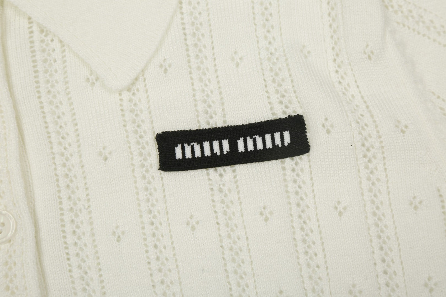 Miu Miu 2025SS White Knit Polo Shirt