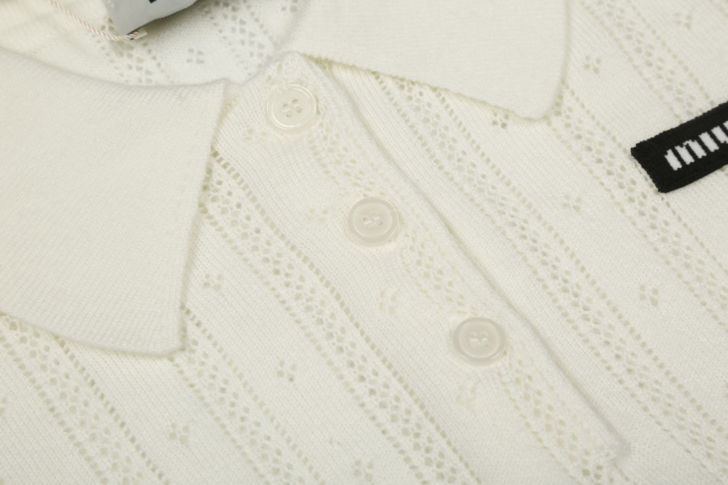 Miu Miu 2025SS White Knit Polo Shirt