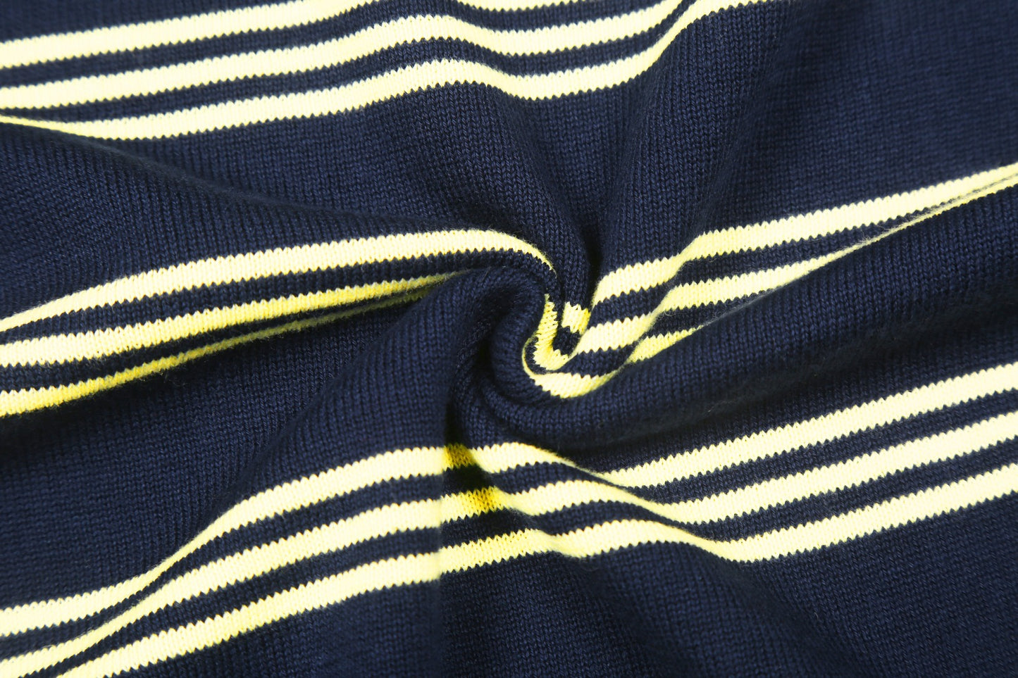 Miu Miu 2025SS Striped Polo Knit T-Shirt – Navy Blue & Yellow
