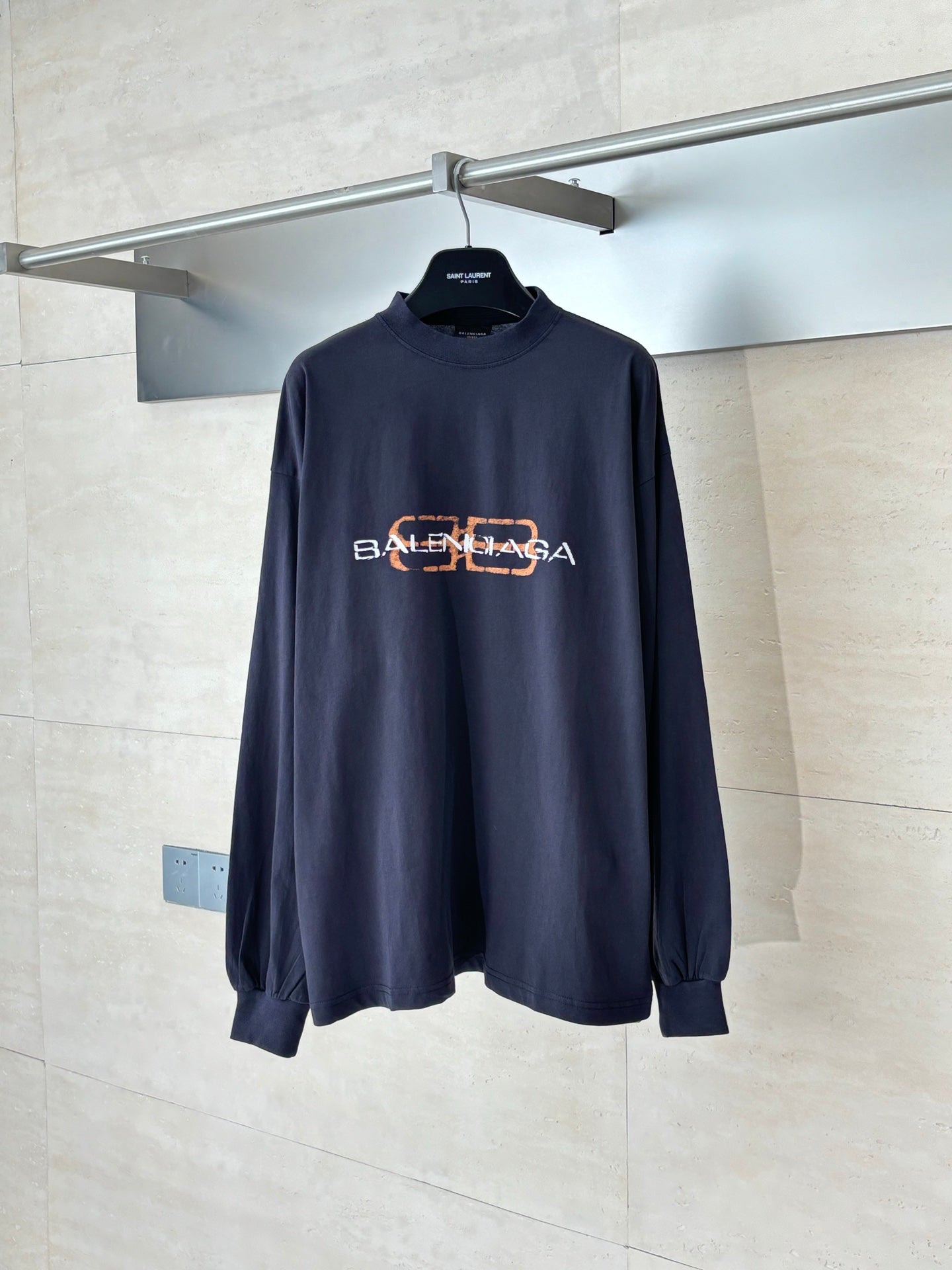 Balenciaga Vintage Logo Print Long Sleeve T-shirt