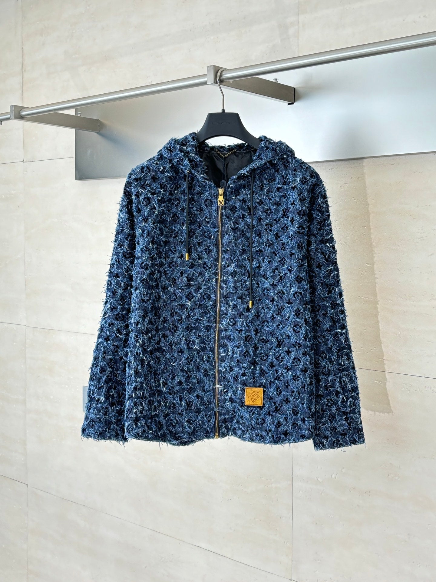 Louis Vuitton 25FW Logo Jacquard Fringed Denim Jacket and Jeans Set