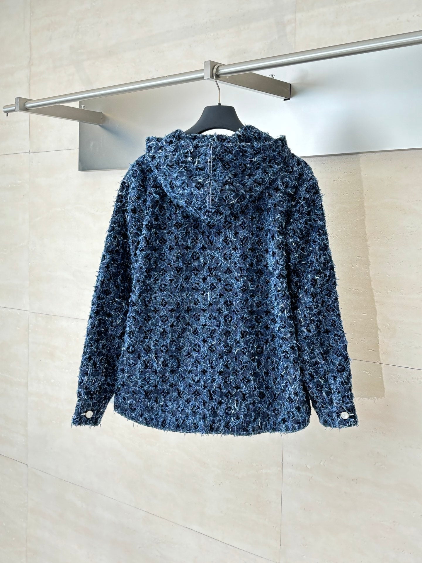 Louis Vuitton 25FW Logo Jacquard Fringed Denim Jacket and Jeans Set