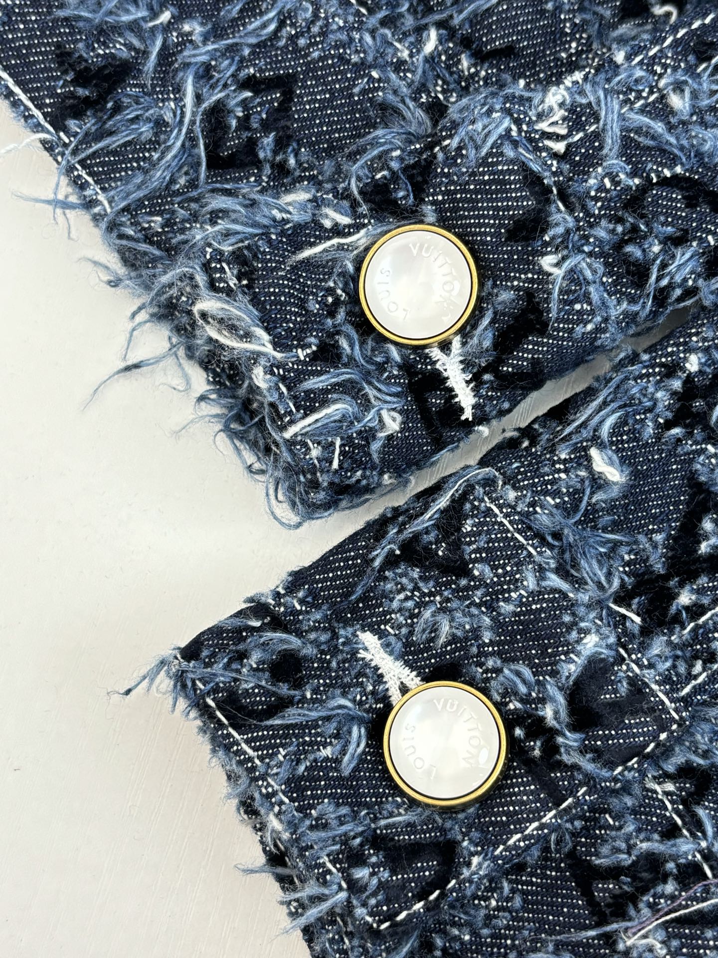 Louis Vuitton 25FW Logo Jacquard Fringed Denim Jacket and Jeans Set