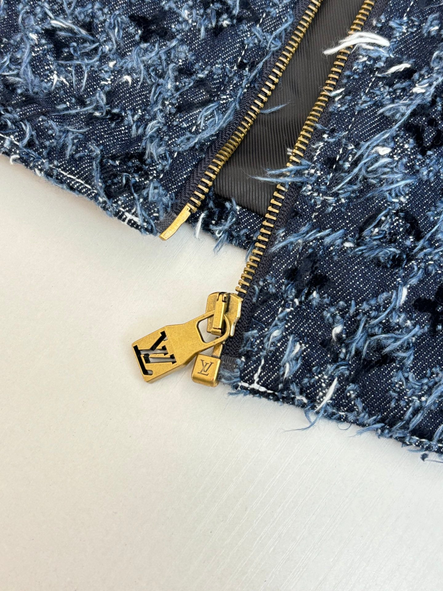 Louis Vuitton 25FW Logo Jacquard Fringed Denim Jacket and Jeans Set
