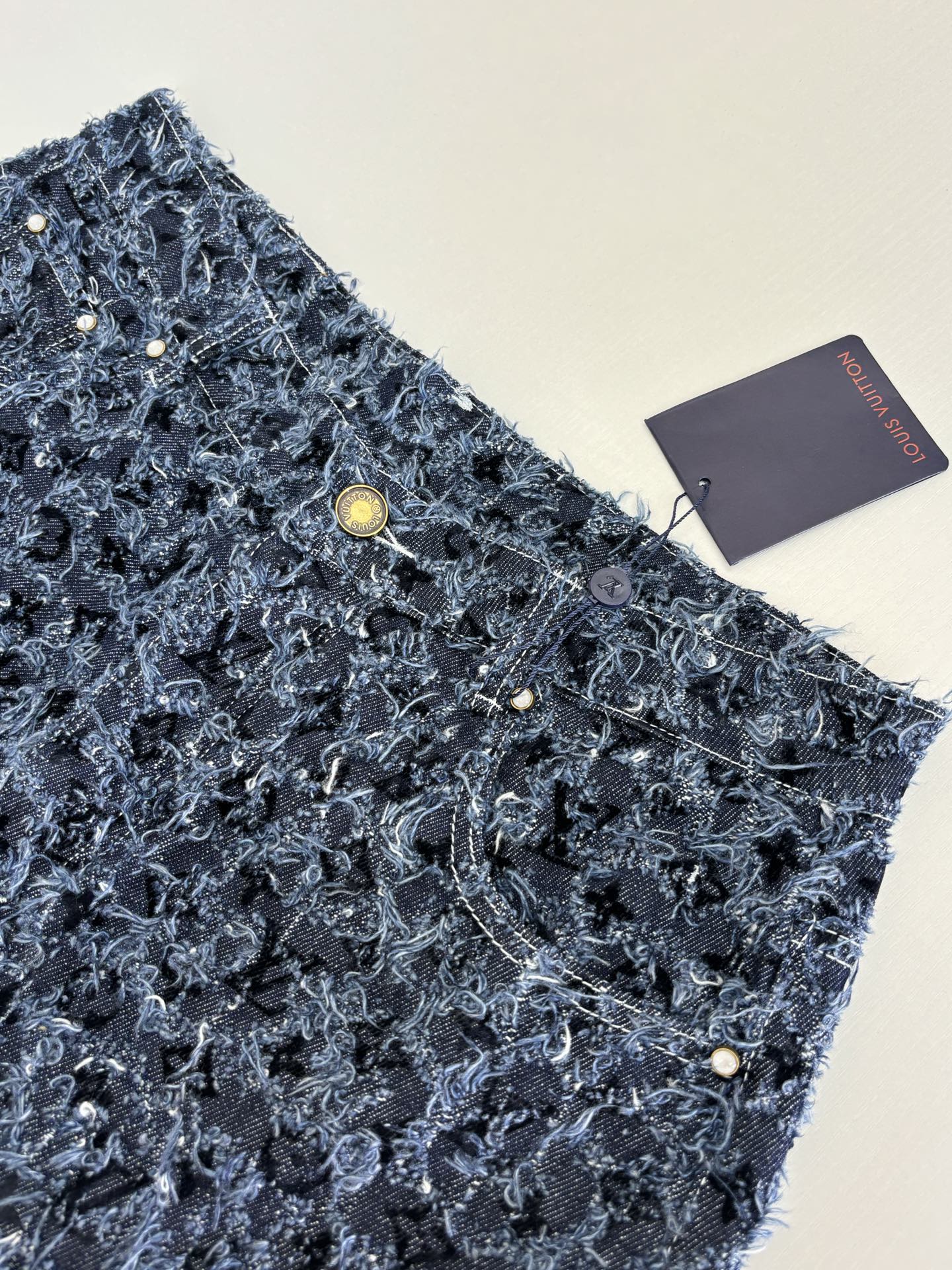 Louis Vuitton 25FW Logo Jacquard Fringed Denim Jacket and Jeans Set