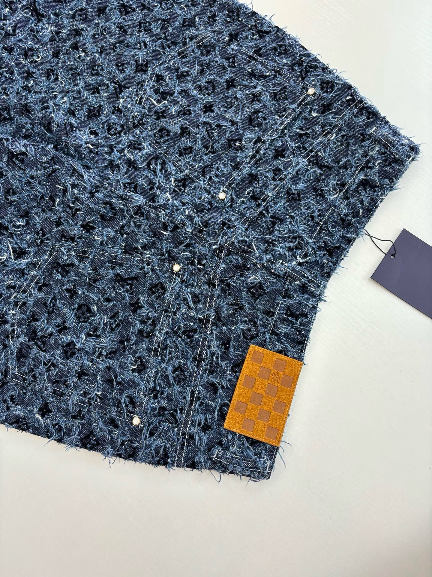 Louis Vuitton 25FW Logo Jacquard Fringed Denim Jacket and Jeans Set
