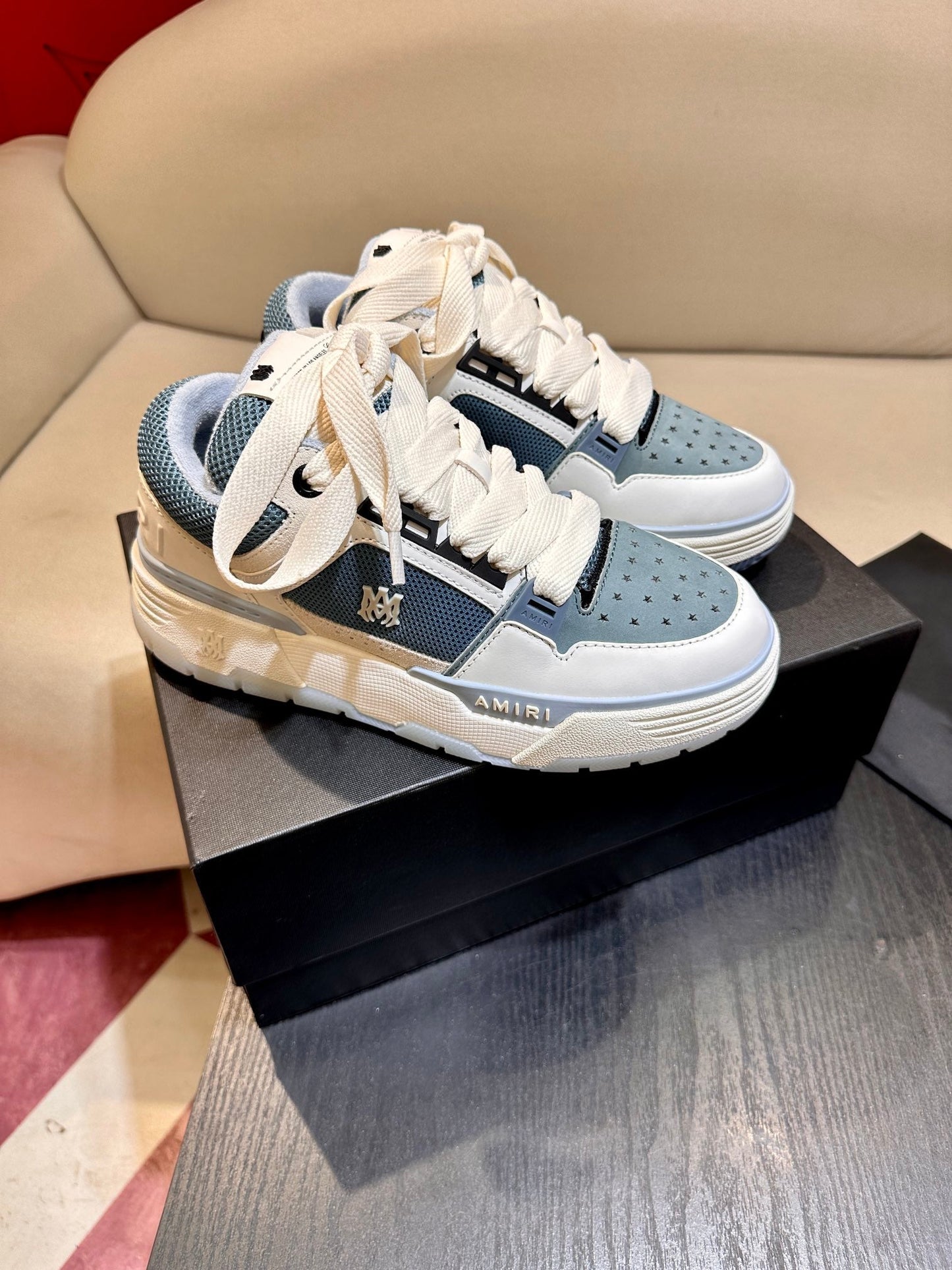 Men's Amiri Premium Leather Platform Mesh Shoes