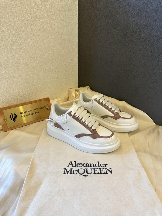 Alexander McQueen White & Brown Leather Sneakers