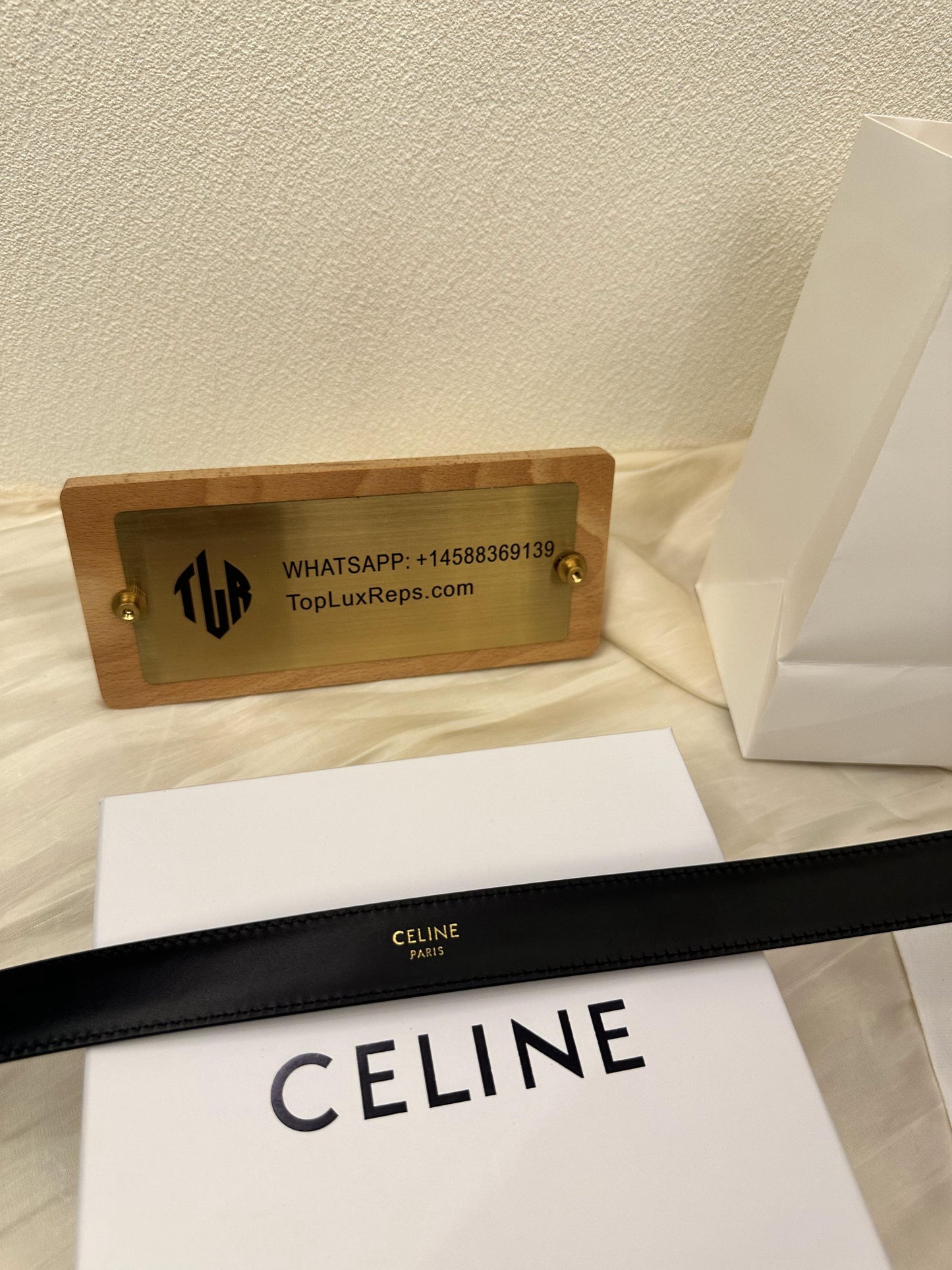 Celine black leather belt with gold Triomphe buckle