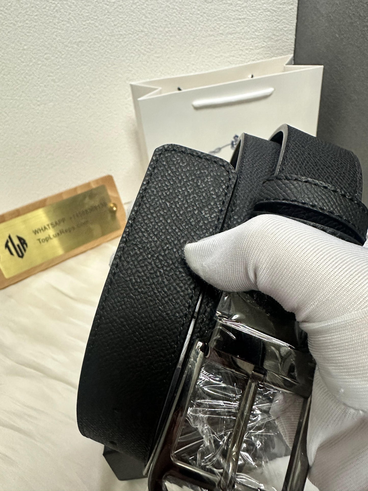 Prada black saffiano leather belt with silver buckle