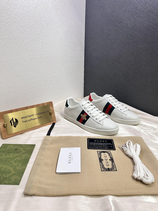 Gucci ace bee web leather sneakers shoes