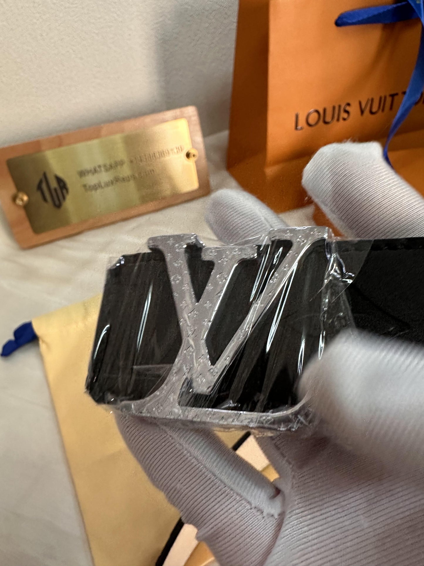 Louis Vuitton black LV monogram men's belt