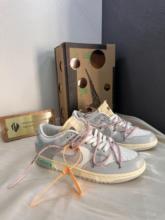 Off-White™ x Nike Dunk Low “Lot 08 of 50” – White/Neutral Grey/Pink