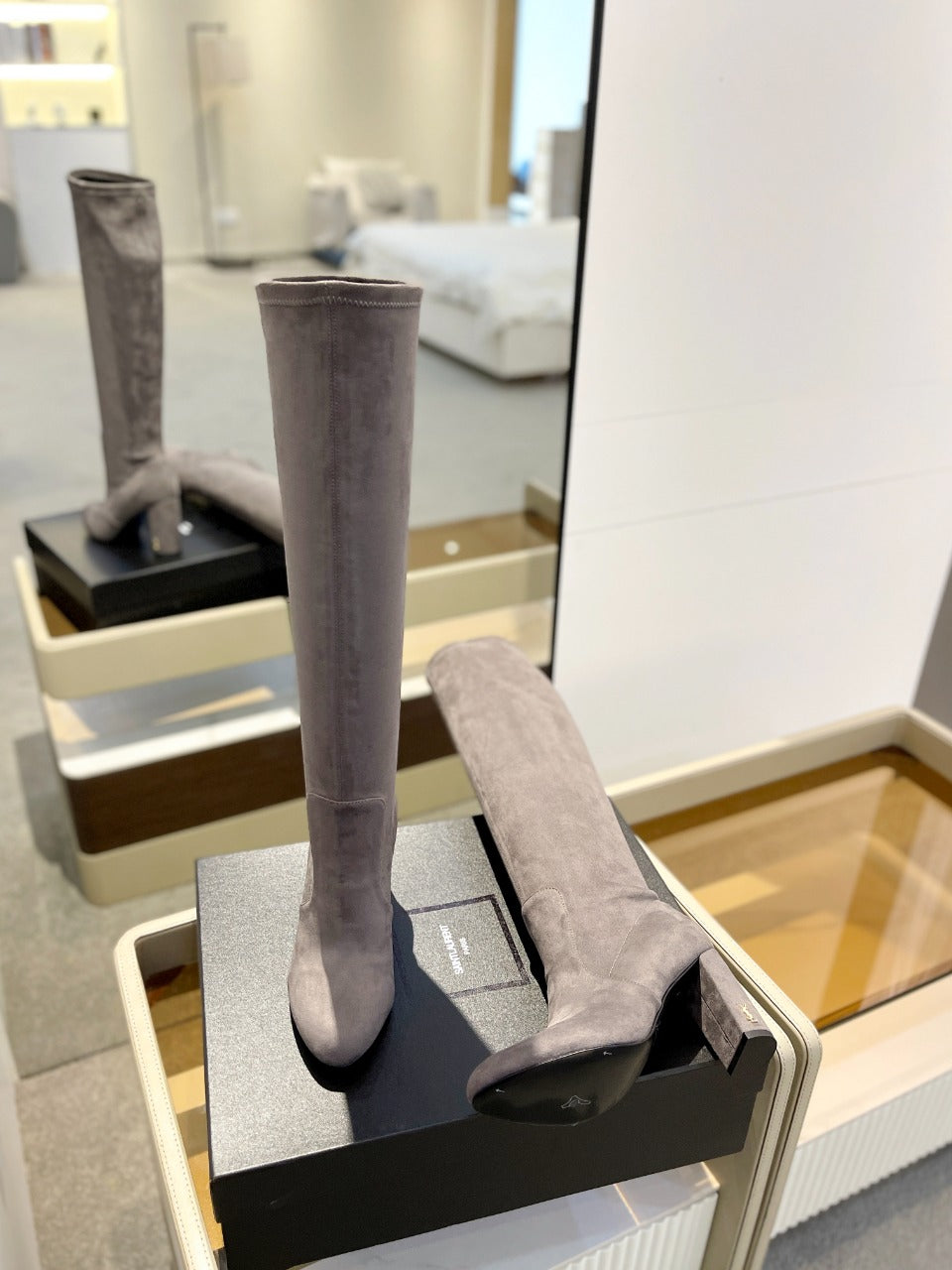 YSL High Suede Heel Boots