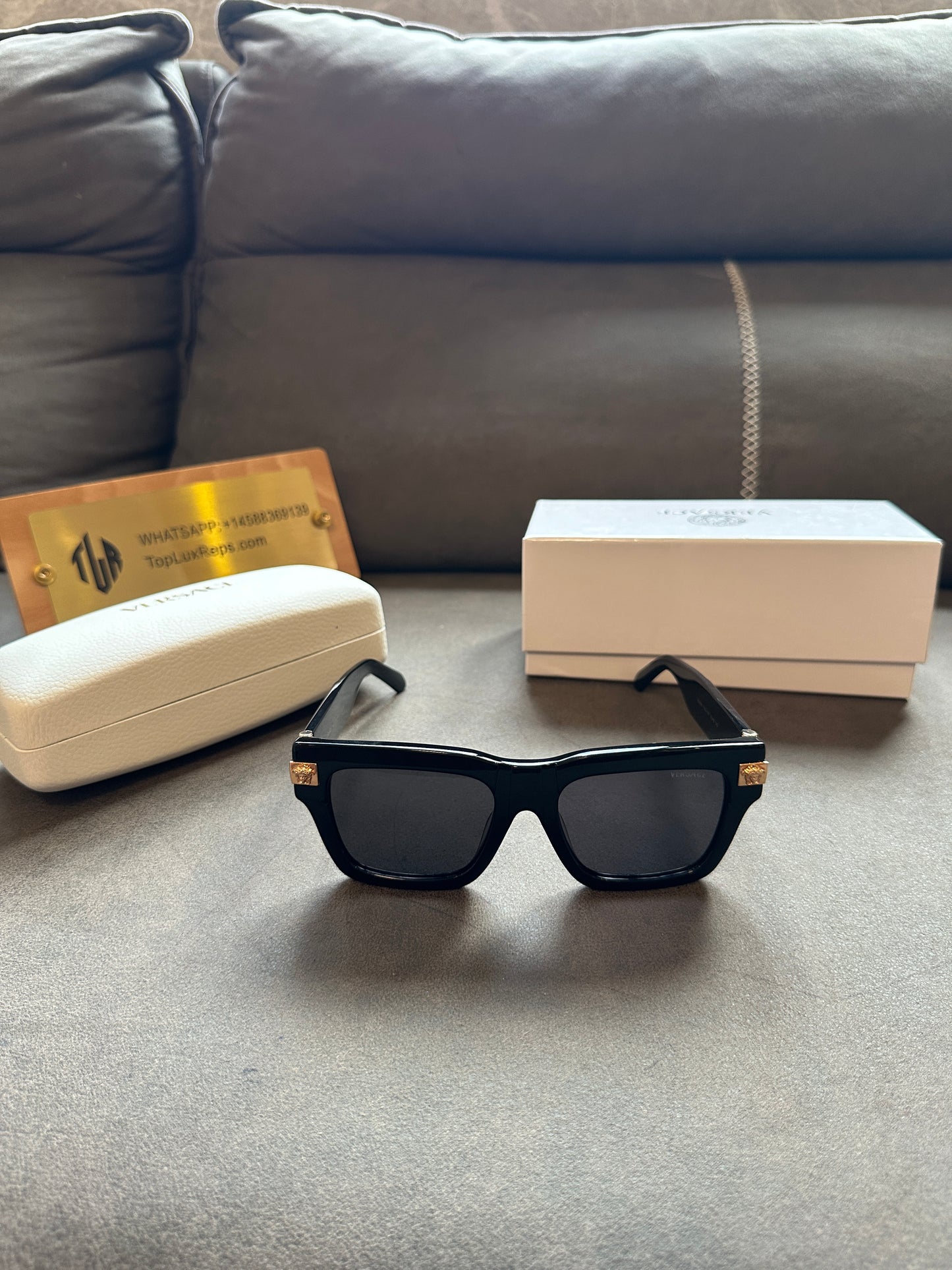 Versace VE4464 Black Rectangular Sunglasses