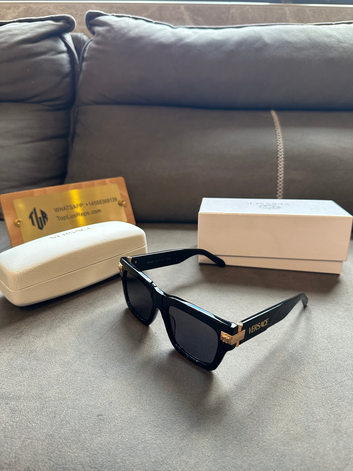 Versace VE4464 Black Rectangular Sunglasses