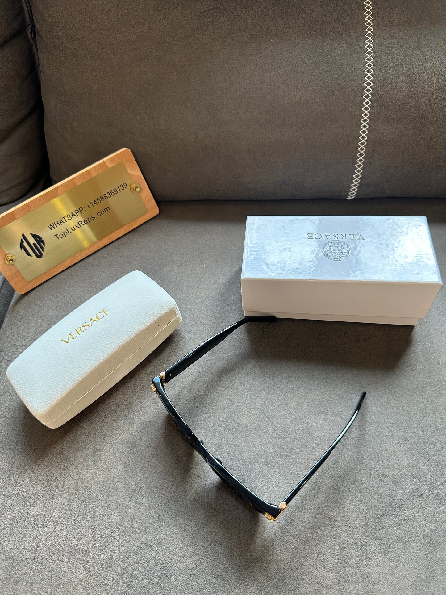 Versace VE4464 Black Rectangular Sunglasses