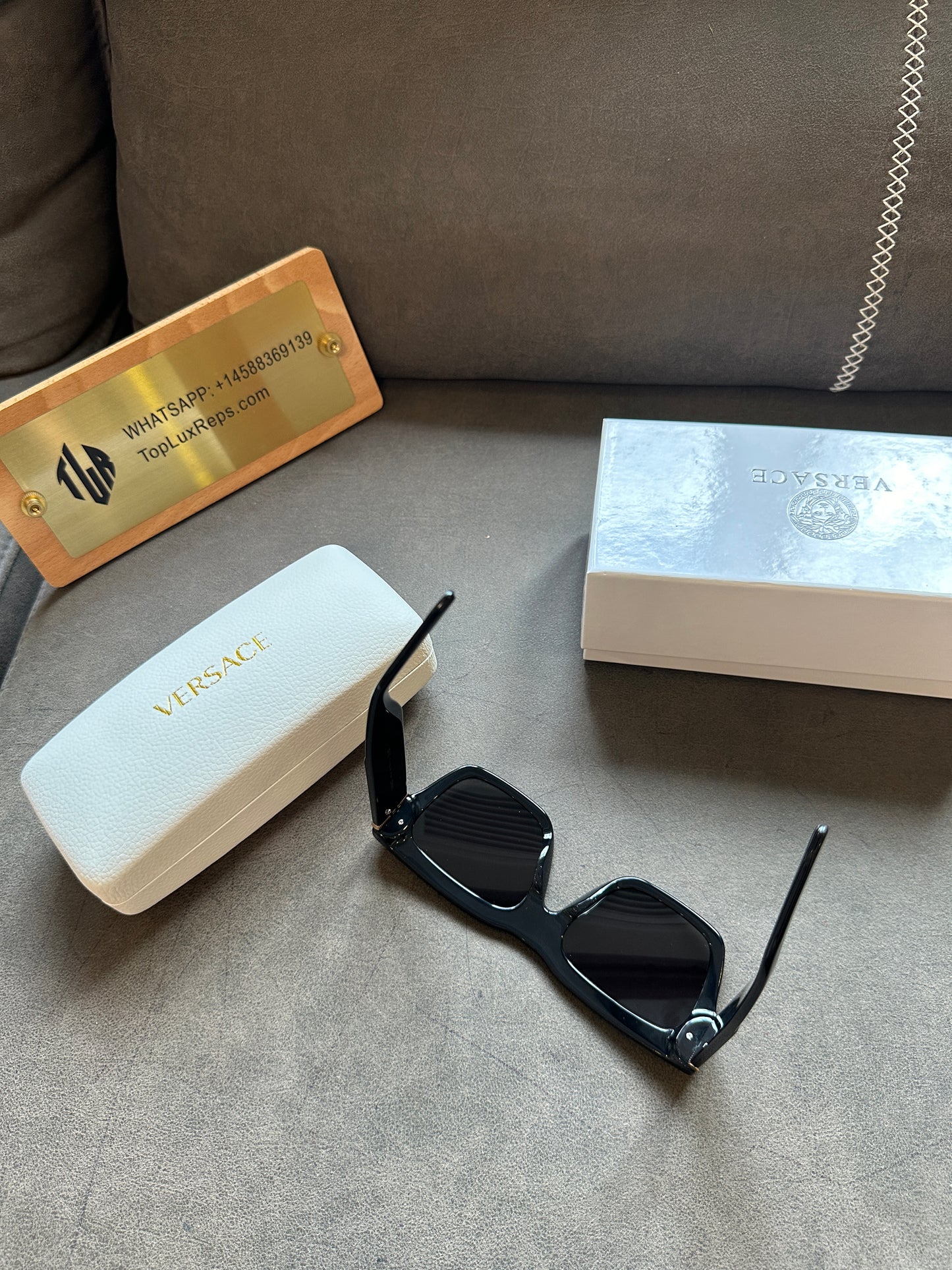 Versace VE4464 Black Rectangular Sunglasses