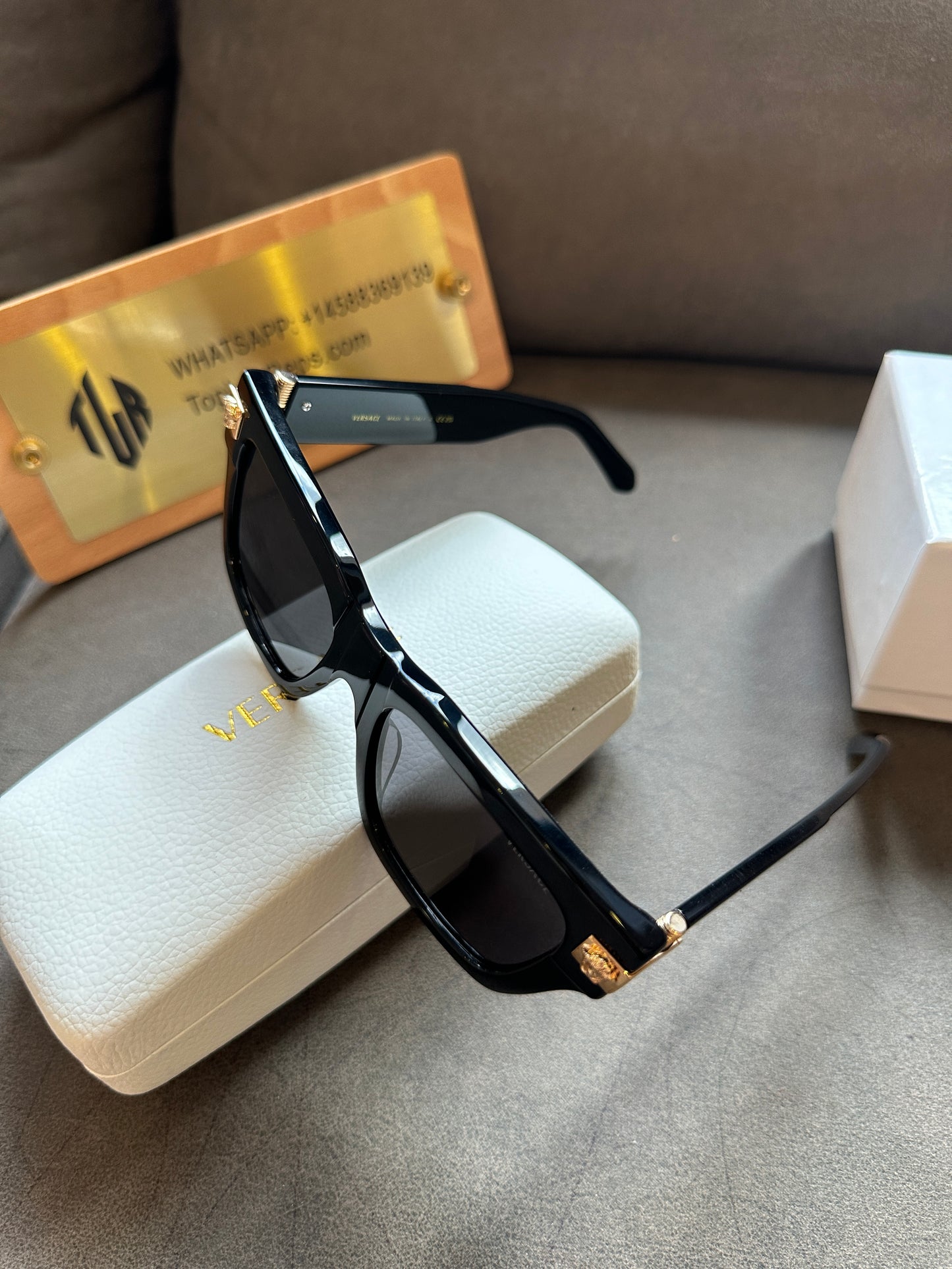 Versace VE4464 Black Rectangular Sunglasses