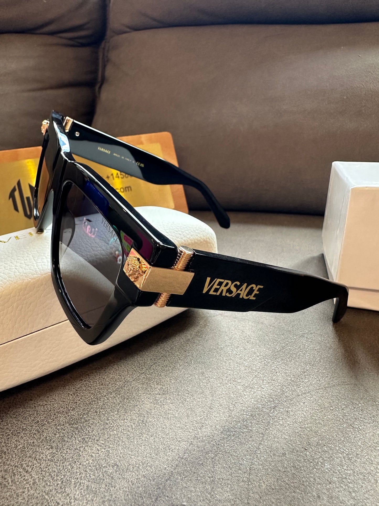 Versace VE4464 Black Rectangular Sunglasses