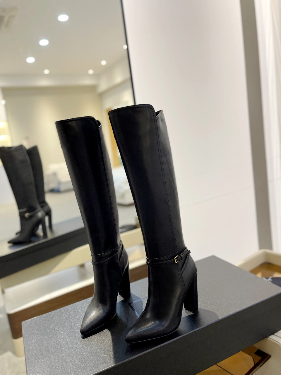 YSL High Leather Heel Boots