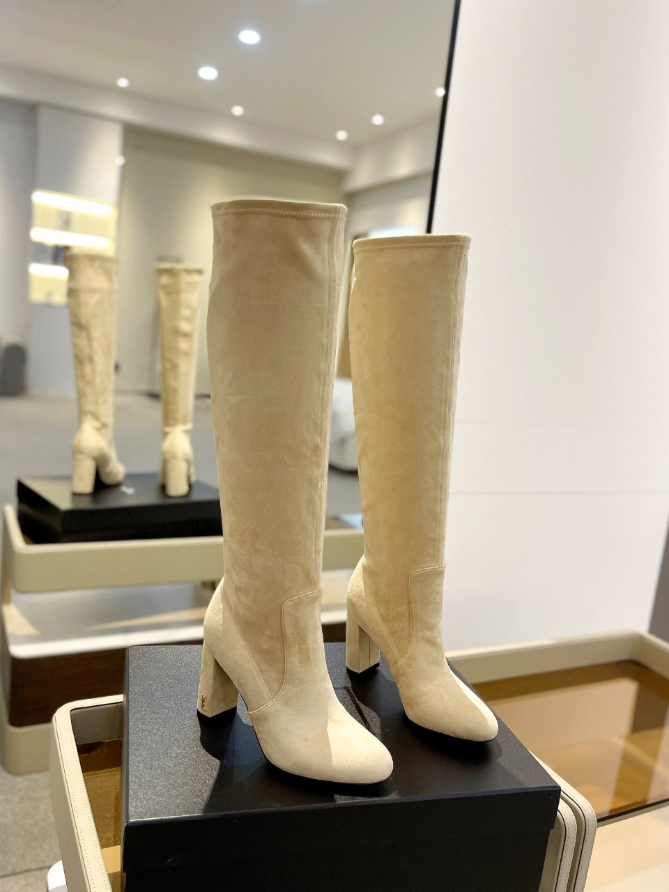 YSL High Suede Heel Boots